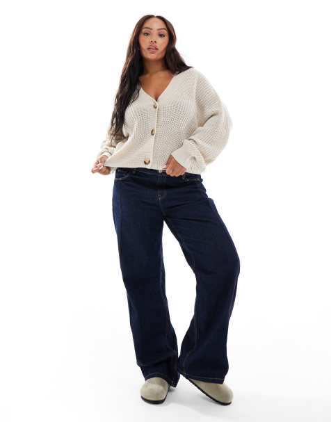 ONLY Curve - Beige cardigan med V-hals - view 1