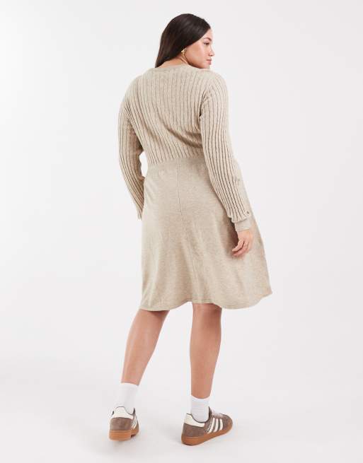 ONLY Curve – Beige, flätstickad klänning, 4 av 4