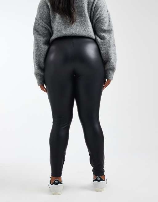 Only Curve – Beschichtete Leggings in Schwarz , 3 von 5