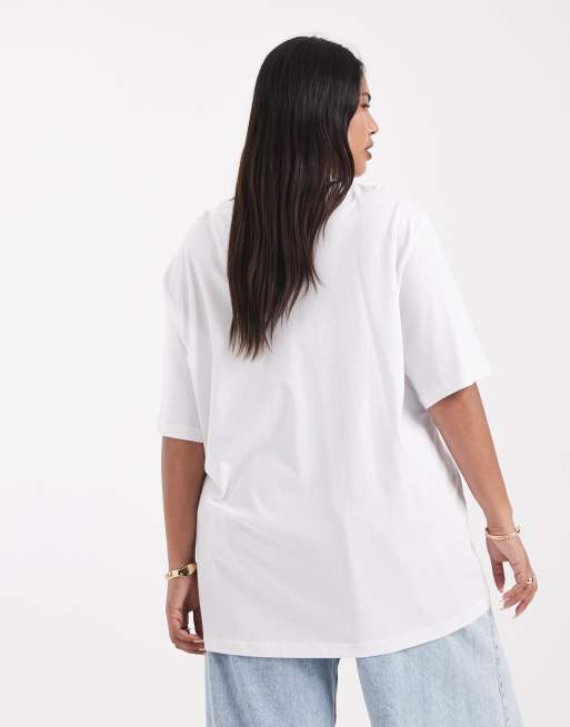ONLY Curve – Biały T-shirt oversize z grafiką z napisem „Milan“, 4 z 4