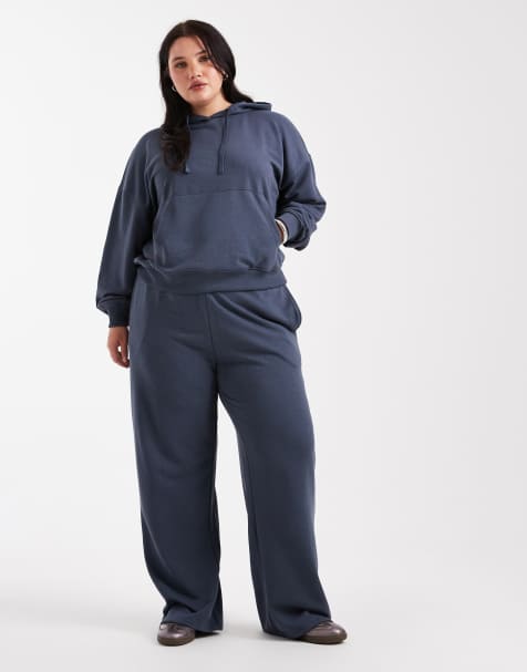 ONLY Curve – Blått, ombréfärgat set med huvtröja och mjukisbyxor - view 1