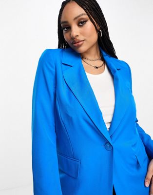 ONLY Curve blazer in bright blue