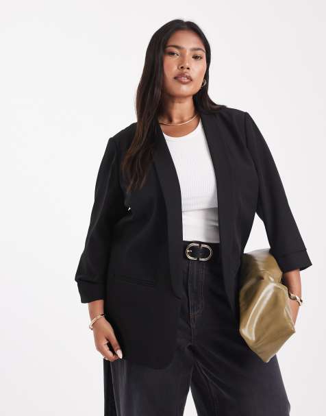 ONLY Curve – Blazer in Schwarz mit Dreiviertelärmeln - view 1