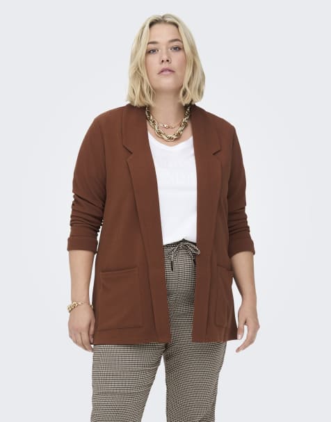 ONLY Curve Blazer in tortoise brown - view 1