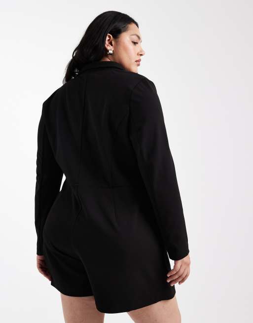 ONLY Curve blazer playsuit in black, 2 of 4