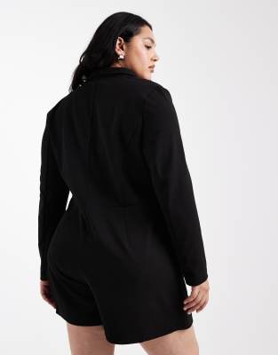 Only Curve Blazer Romper In Black