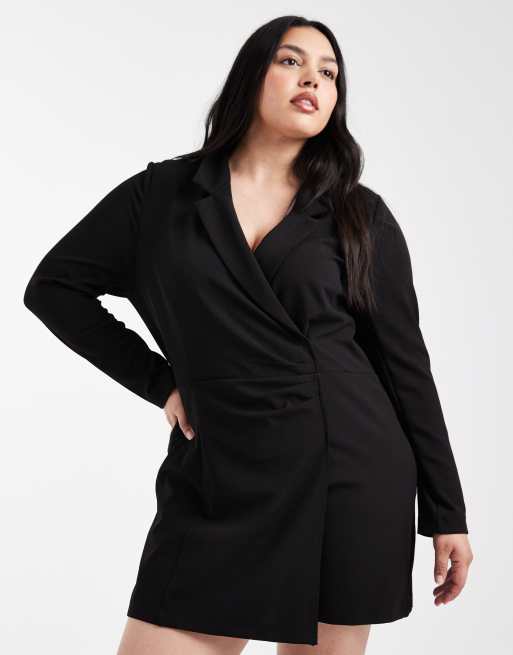 ONLY Curve blazer romper in black, 3 of 4