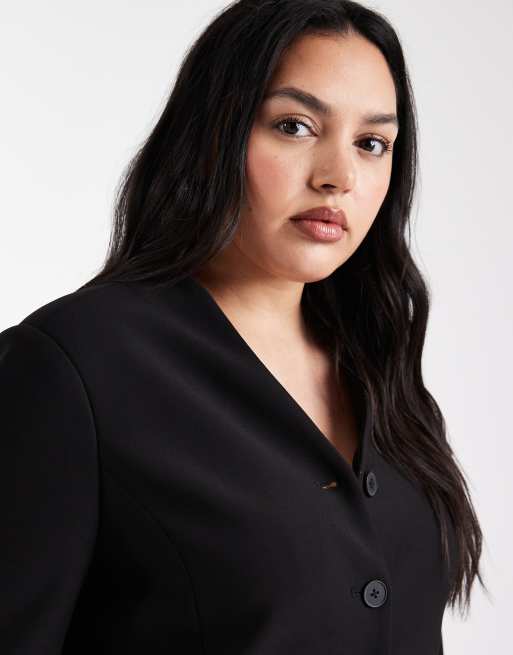 ONLY Curve - Blazer texturé d'ensemble - Noir, 2 de 4