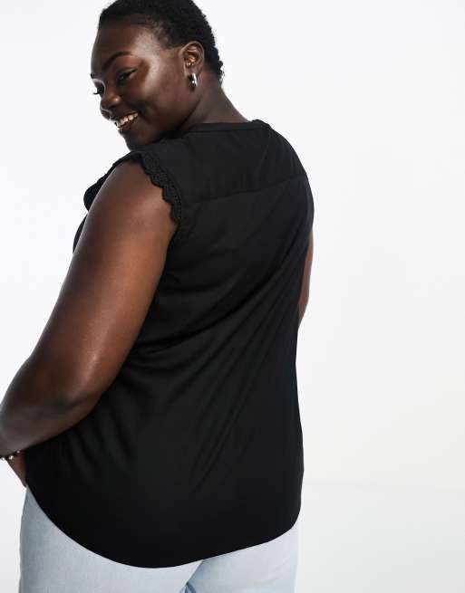 Only Curve - Blouse met V-hals en gehaakt rand in zwart , 4 van 4
