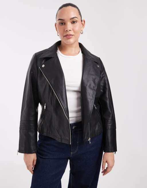 Only Curve - Blouson style motard en similicuir - Noir , 2 de 4