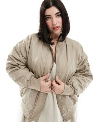 Only Curve Bomber Jacket In Stone-neutral