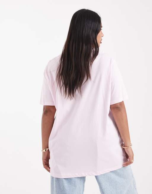 ONLY Curve - Boyfriend T-shirt met botanische print in roze, 4 van 4