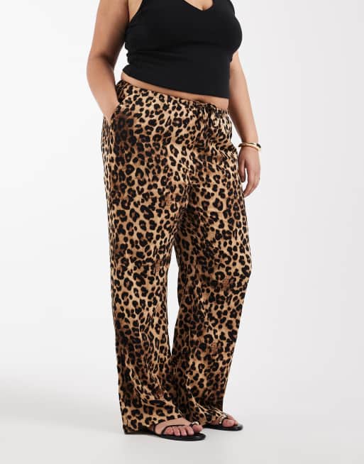 ONLY Curve - Broek met wijde pijpen en elastische taille in dierenprint, 2 van 5