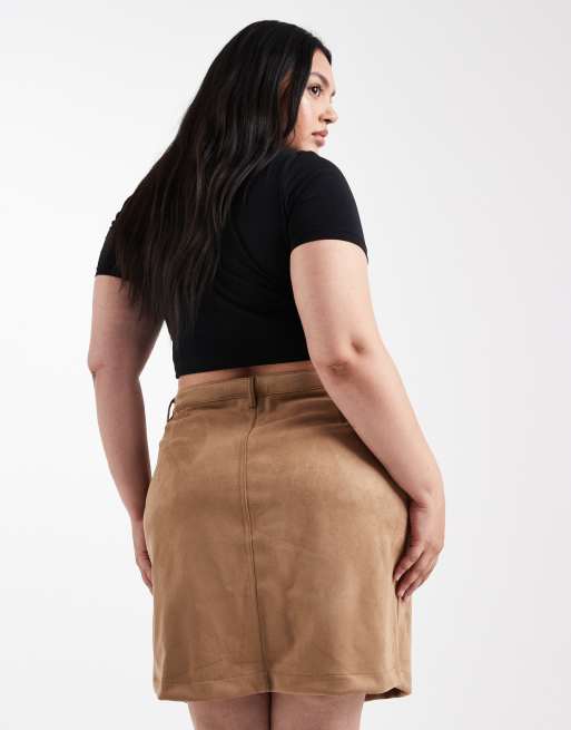 ONLY Curve – Brun minikjol i mockaimitation, 4 av 5