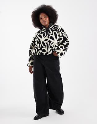 Only Curve Button Down Borg Fleece In White