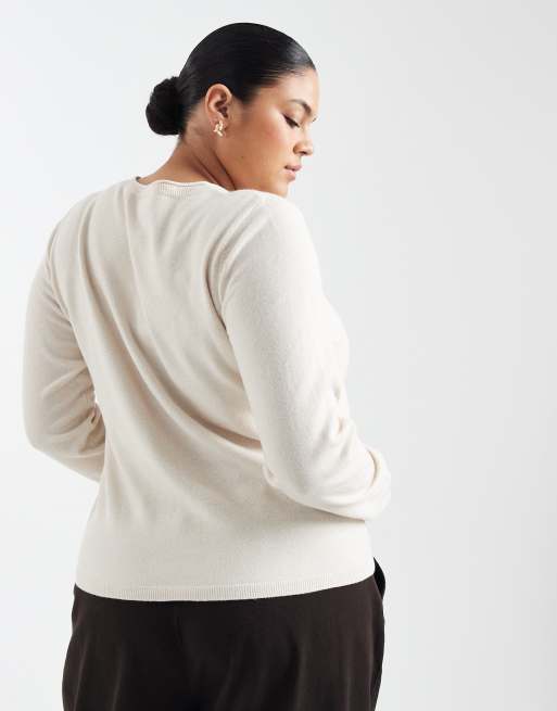 ONLY Curve button through cardigan in cream, 4 of 4