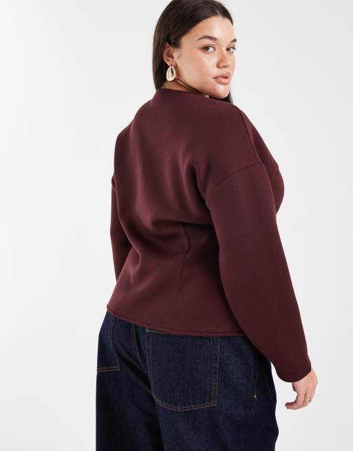ONLY Curve buttons details cardigan in dark burgundy, 4 of 4