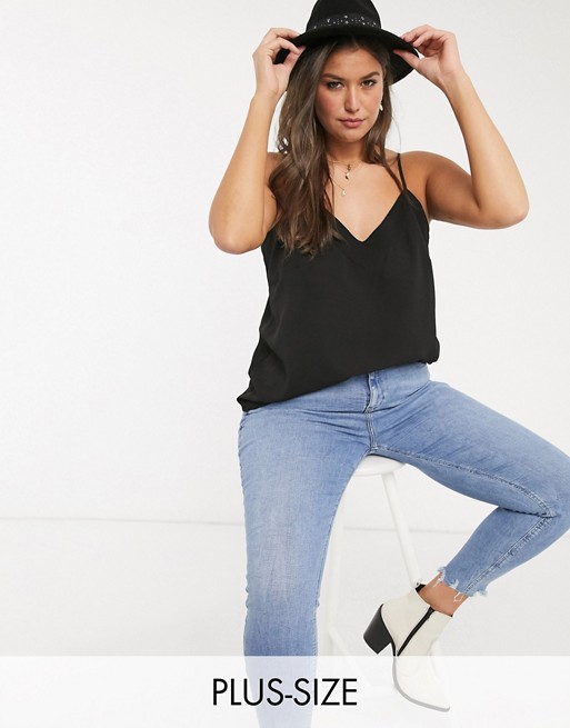 Only Curve cami top with v neck in black