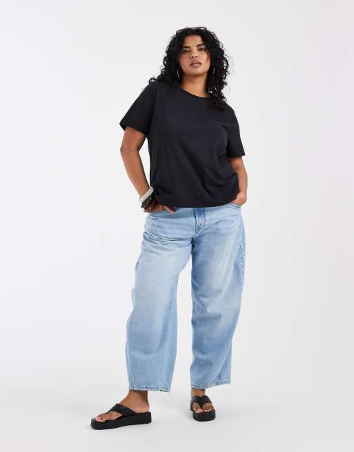 ONLY Curve - Camiseta negra de corte cuadrado, 2 de 4