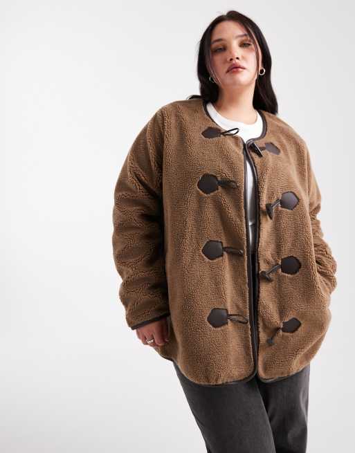 Only Curve - Cappotto marrone in pelliccia sintetica
