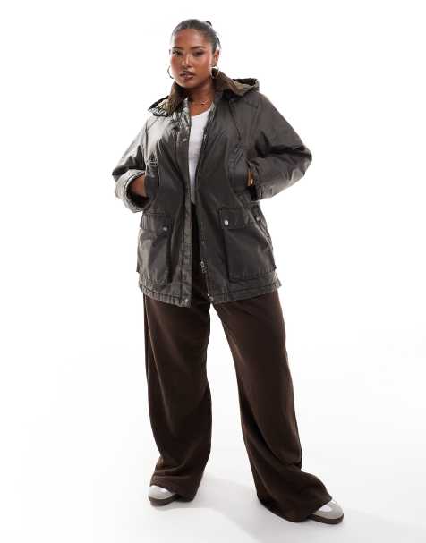 ONLY Curve - Cappotto marrone scuro con cappuccio - view 1
