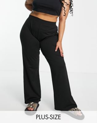 Only Curve Carpever High Waist Flare Pants In Black