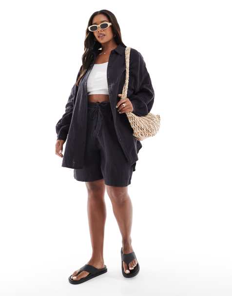 ONLY Curve cheesecloth co-ord in charcoal - view 1