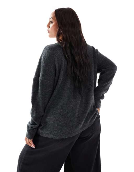 ONLY Curve – Ciemnoszary dwustronny sweter, 4 z 4