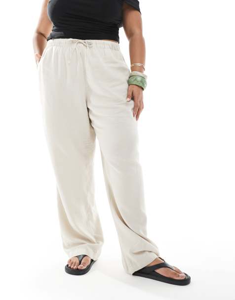 ONLY Curve - Co-ord set van linnenmix in stone - view 1