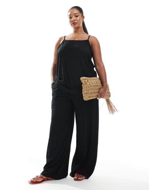 ONLY Curve - Co-ord set van top en broek met textuur in zwart - view 1
