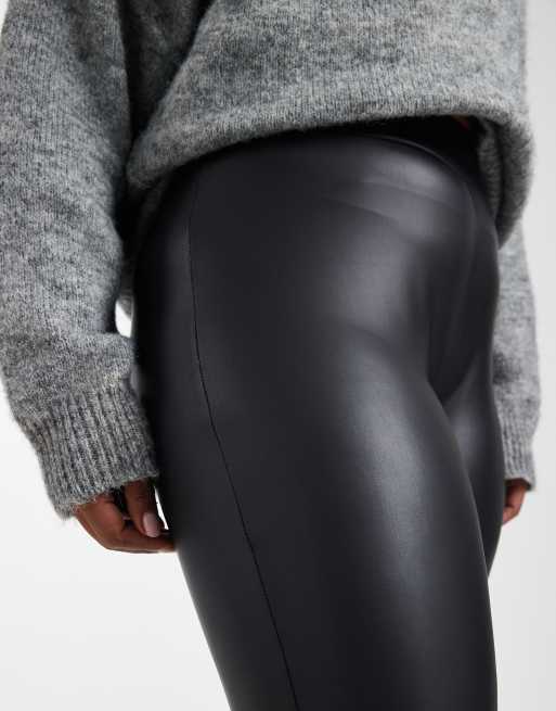 Only Curve coated leggings in black , 4 of 5