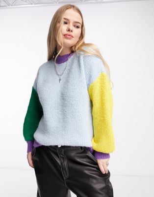 Only Curve colour block jumper in multi