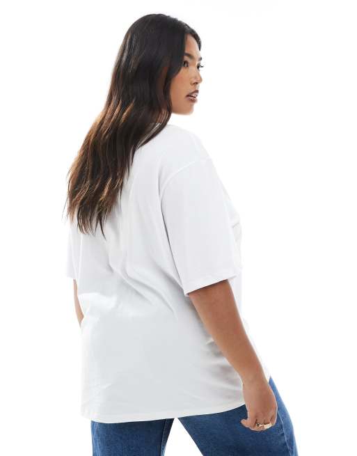 ONLY Curve cosmic graphic print oversized t-shirt in white, 2 of 4