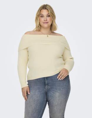 ONLY Curve - Cremefarvet strikket pullover - view 1