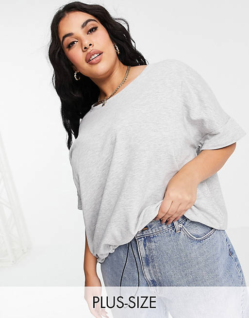 Co-ords Only Curve crop t-shirt co-ord with tie waist in grey 