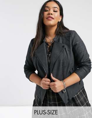 plus size cropped faux leather jacket