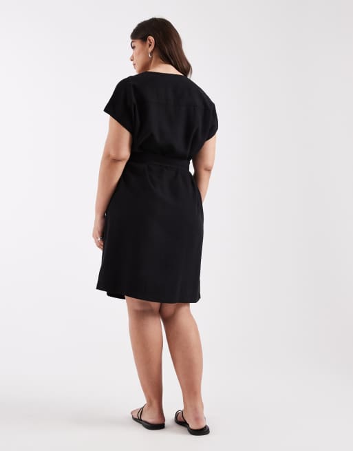 ONLY Curve – Czarna sukienka mini z wiązaniem w talii, 2 z 4