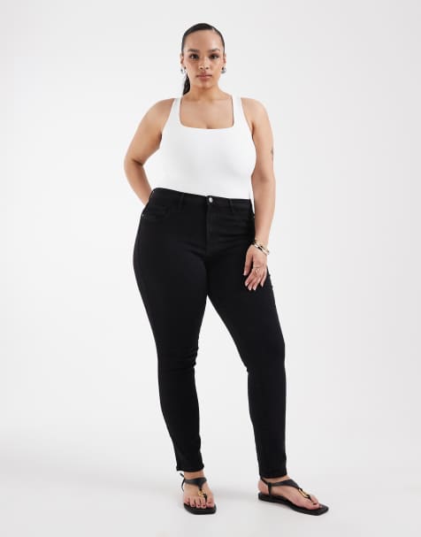 ONLY Curve push up high waisted jean in black 