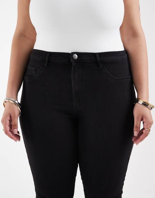 Only Curve – Czarne jeansy z podwyższonym stanem i efektem push-up , 3 z 5