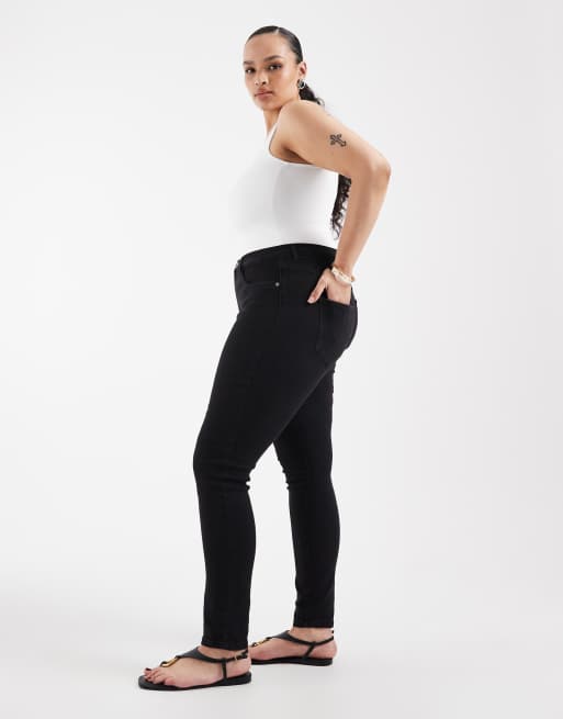 Only Curve – Czarne jeansy z podwyższonym stanem i efektem push-up , 4 z 5