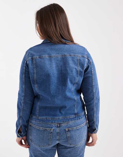 Only Curve - Denim jack in middenblauwe wassing  , 4 van 4