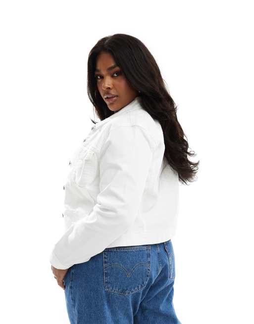 ONLY Curve denim jacket in white ASOS