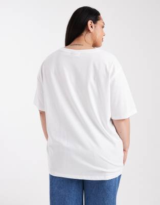 Only Curve Dolce Vita Graphic Oversized T-shirt In White