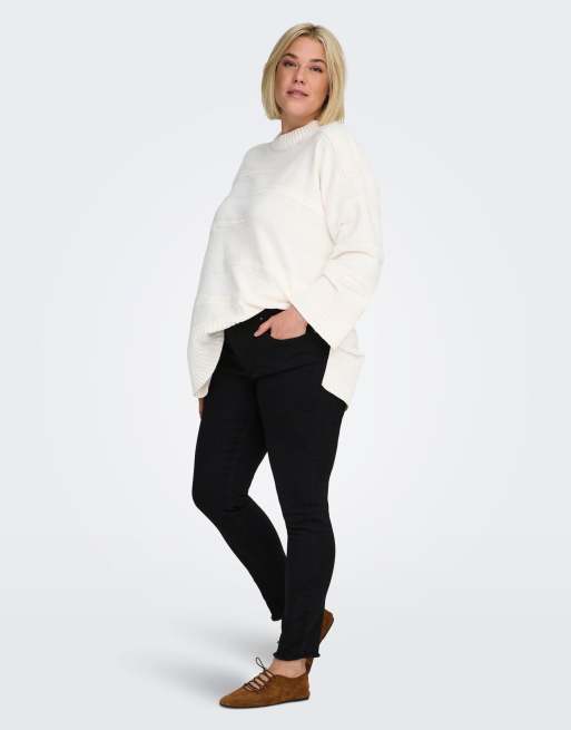 ONLY Curve – Dopasowane czarne jeansy, 3 z 7