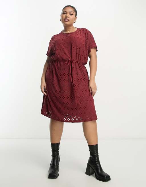 Burgundy short clearance dress plus size