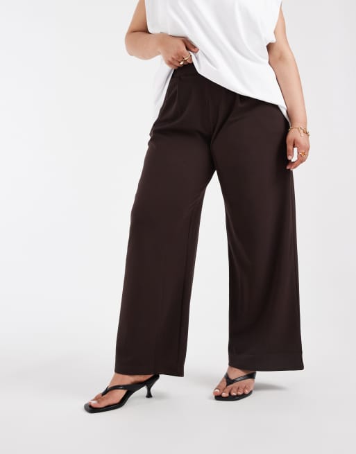 ONLY Curve – Elegante Hose in Dunkelbraun mit weitem Bein, 2 von 5