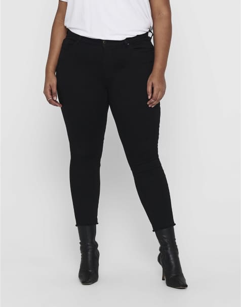 ONLY Curve – Eng geschnittene Jeans in Schwarz - view 1