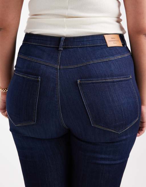 ONLY Curve – Enge Jeans in Dunkelblau mit Push-up-Effekt, 4 von 5