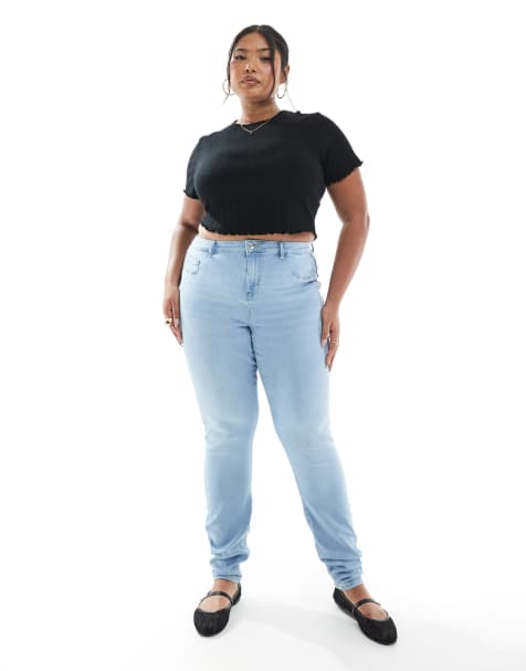 ONLY Curve – Enge Jeans in Hellblau mit Push-up-Effekt - view 1