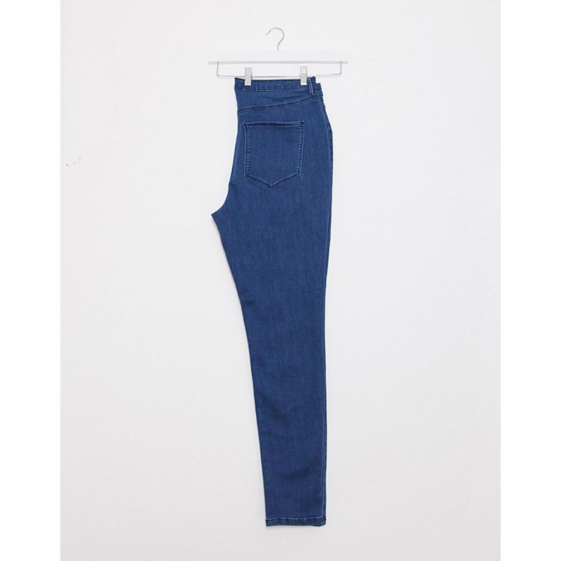 Only Curve – Enge Jeans in mittelblauer Waschung mit hohem Bund